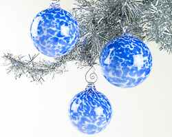 Sapphire Blue White Speckle Ornament